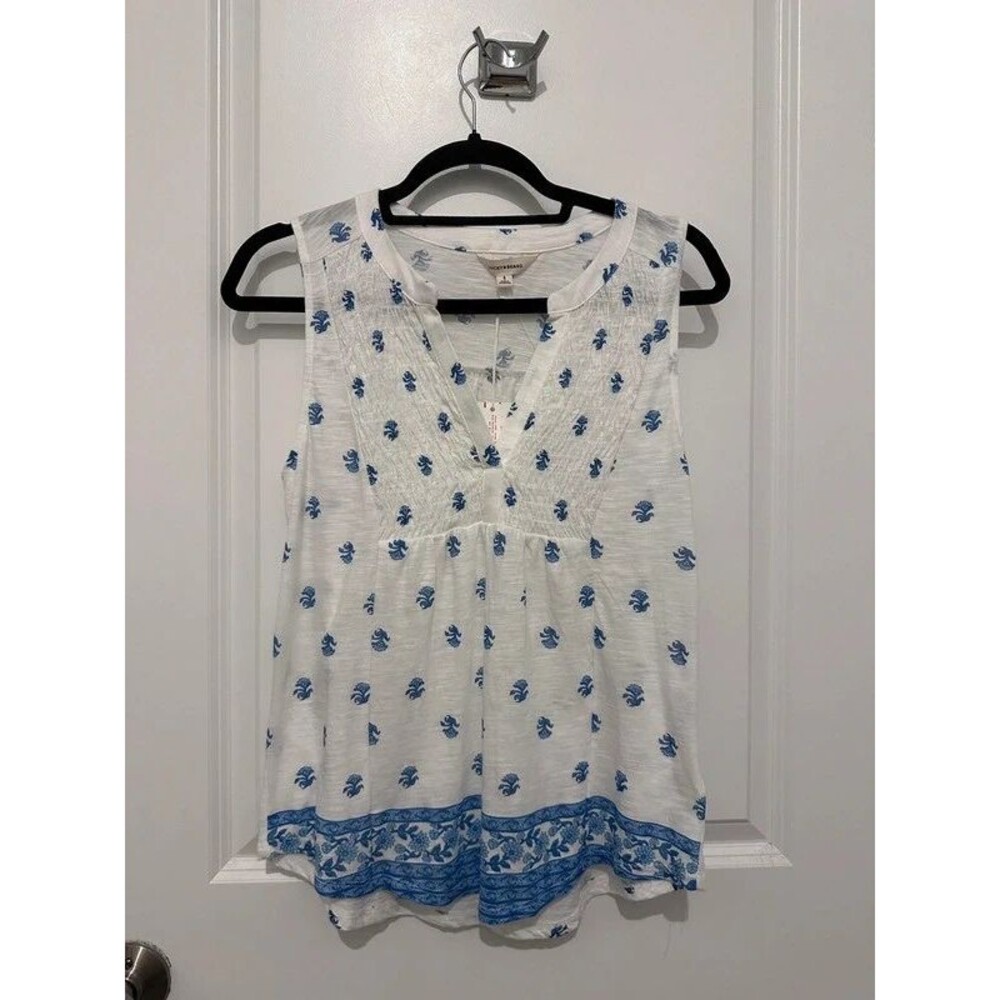 Lucky Brand Sleeveless Smocked V-Neck Floral Top NWT Small